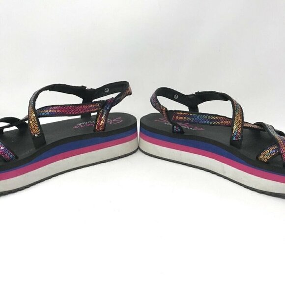 Skechers Whip It Fest Platform Sandals Black 10 - Picture 3 of 8